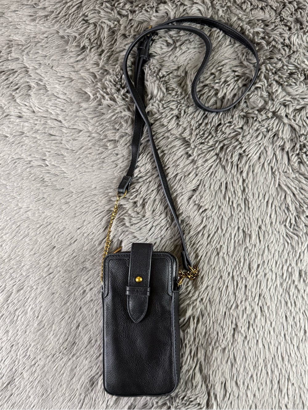 Fossil Lainie Black Leather Phone Crossbody Bag Wallet Purse NWT